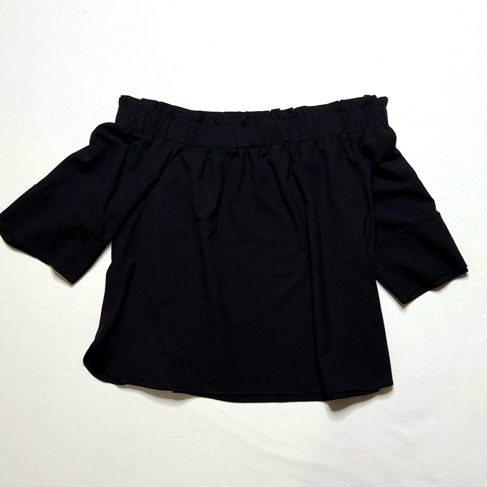 Rachel Roy Black Off-Shoulder Shirt Sleeve Top Size Large